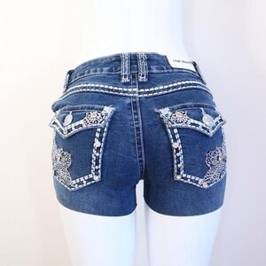 mcbling rhinestone jack david denim shorts y2k